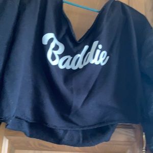 Long sleeve crop sweatshirt-Black